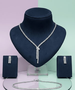 Crystal Drop Silver Jewellery Set