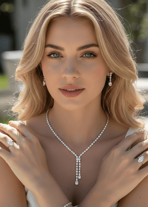 Elegant Teardrop Crystal Jewellery Set