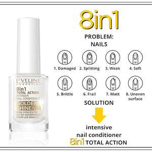 Eveline Cosmetics - 8-in-1 Nail Conditioner with Golden Particles